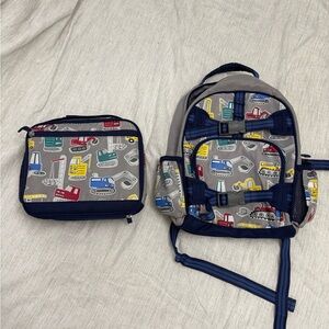 Pottery Barn Kids Gray and Blue Backpack Set